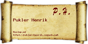 Pukler Henrik névjegykártya
